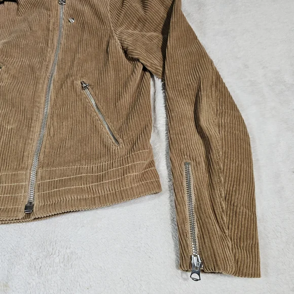 RAG & BONE Mercer Corduroy Moto Camel Cropped Jacket Womens Medium. - Picture 7 of 15